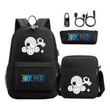 Cartoon Pirate King Usb Password Lock Youth Student School Bag Three Piece Set For Boys And Girls Backpack Set
