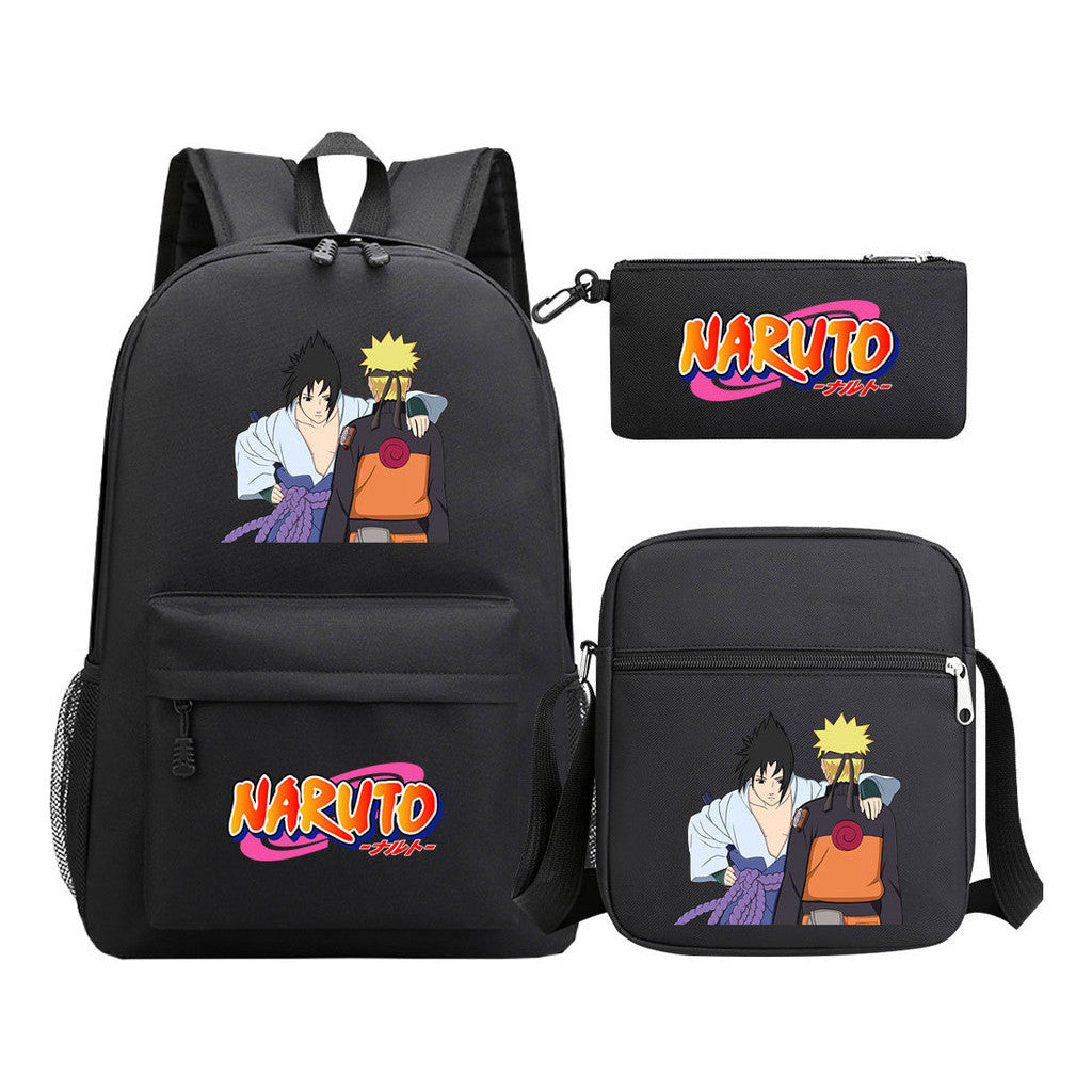 Anime Naruto Starry Sky Student School Bag Three Piece Set For Men And Women Backpack Set