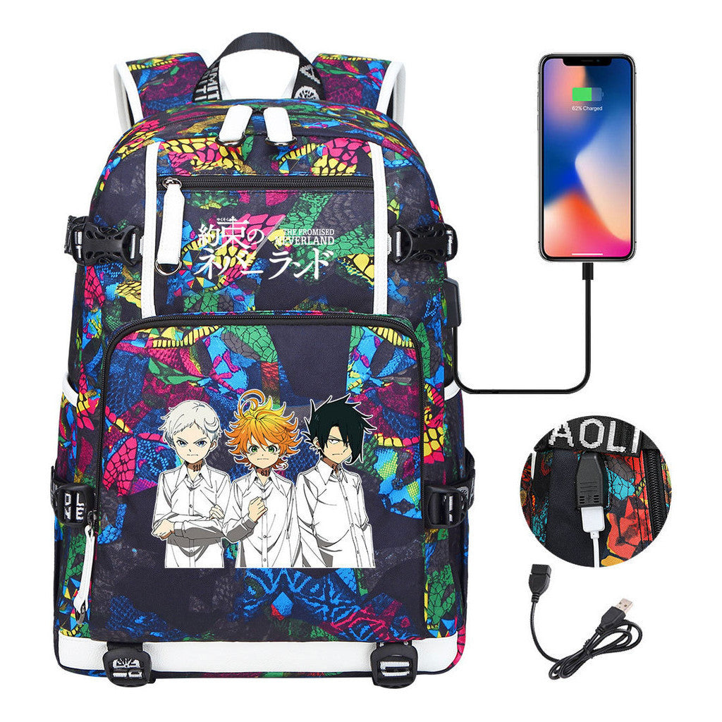 Promised Dream Island Usb Large Capacity Student Backpack Leisure Travel Backpack