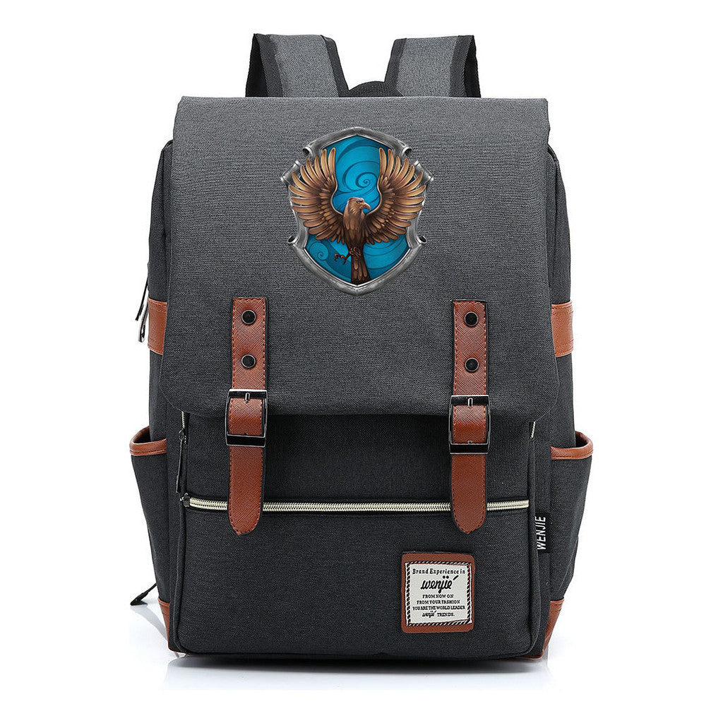 School Of Witchcraft And Wizardry Printed Youth Student Backpack For Men And Women, Casual Belt Buckle, Classic Backpack