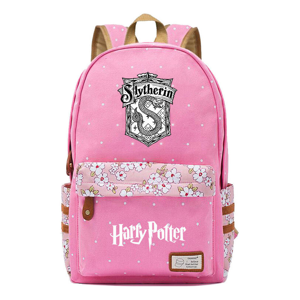 School Of Witchcraft And Wizardry Youth Student Backpack, Floral Canvas, Female Backpack