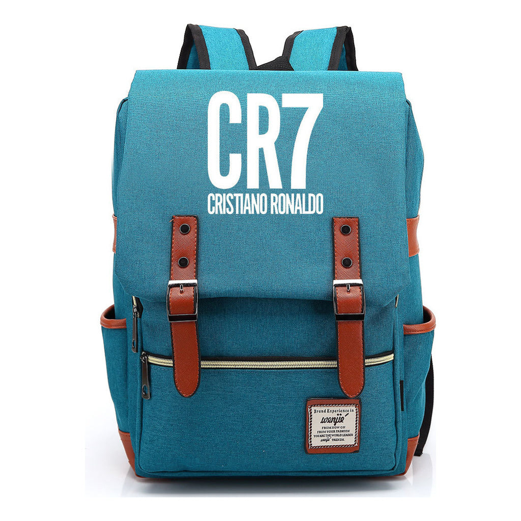 Football Star Cristiano Ronaldo Printed Backpack For Men And Women With Casual Belt Buckle Classic Backpack