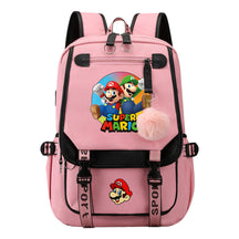 Super Mario Printed Usb Backpack For Men And Women, Casual Woven Strap Flip Back Backpack