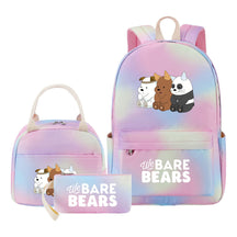 Cartoon Cute Three Bears Youth Student Girls School Bag Lunch Bag Three Piece Set Backpack Set