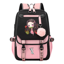 Cartoon Fashion Usb Youth Student Backpack Boy's And Girl's Leisure Ribbon Flip Backpack