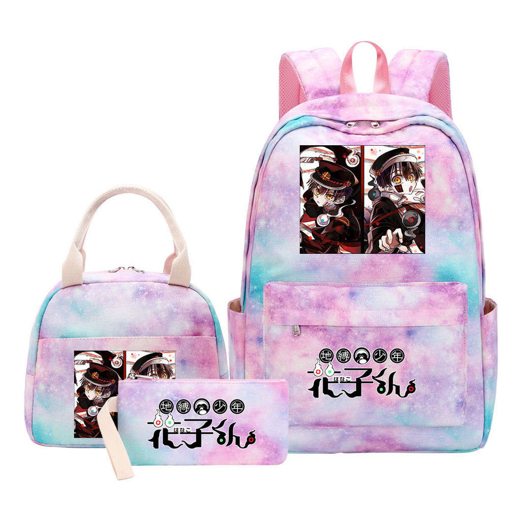 Ground Bound Youth Huazijun Student Girls School Bag Lunch Bag Three Piece Set Backpack Set