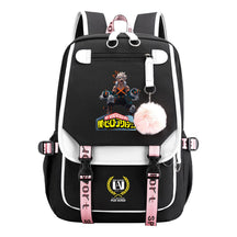 Comics My Heroes Academy Usb Student Backpack Casual Ribbon Flip Backpack