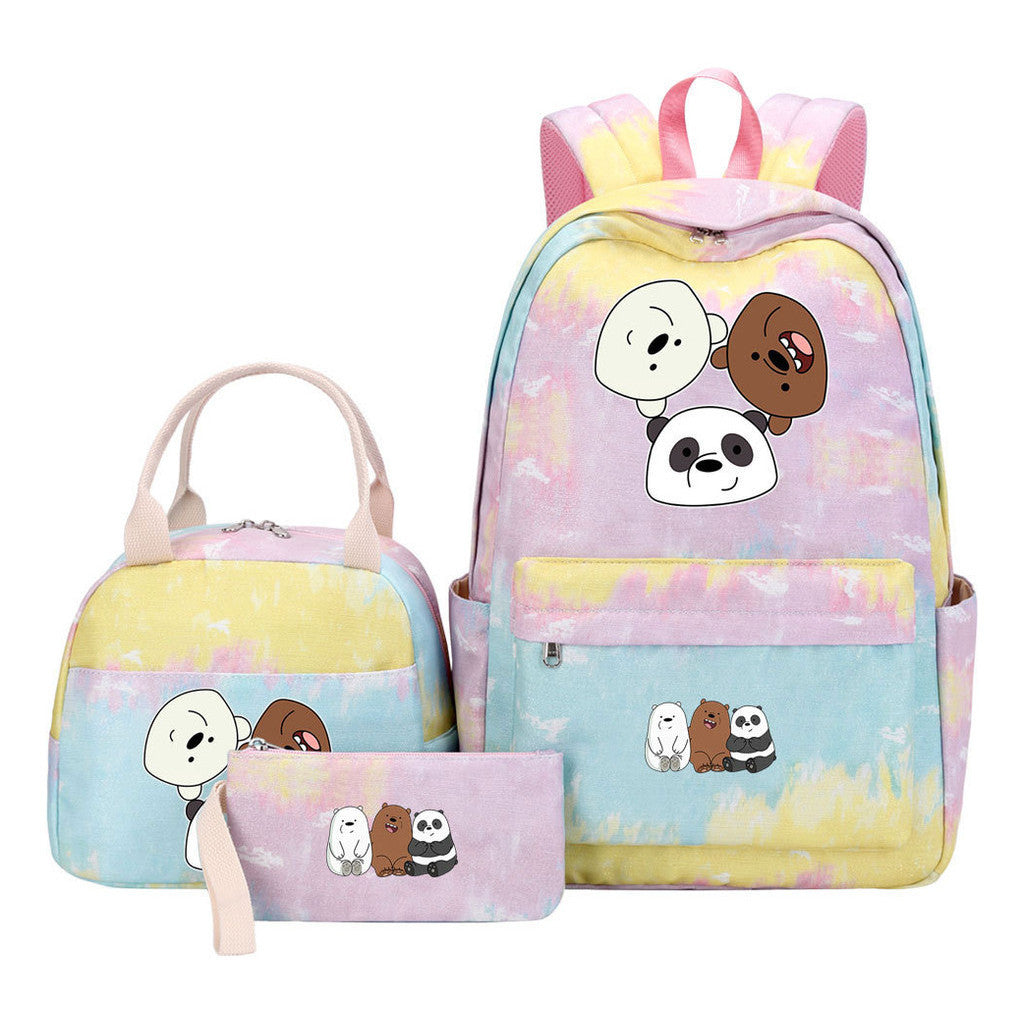 Cartoon Cute Three Cheap Bear Student Backpack Lunch Bag Three Piece Set Backpack Set