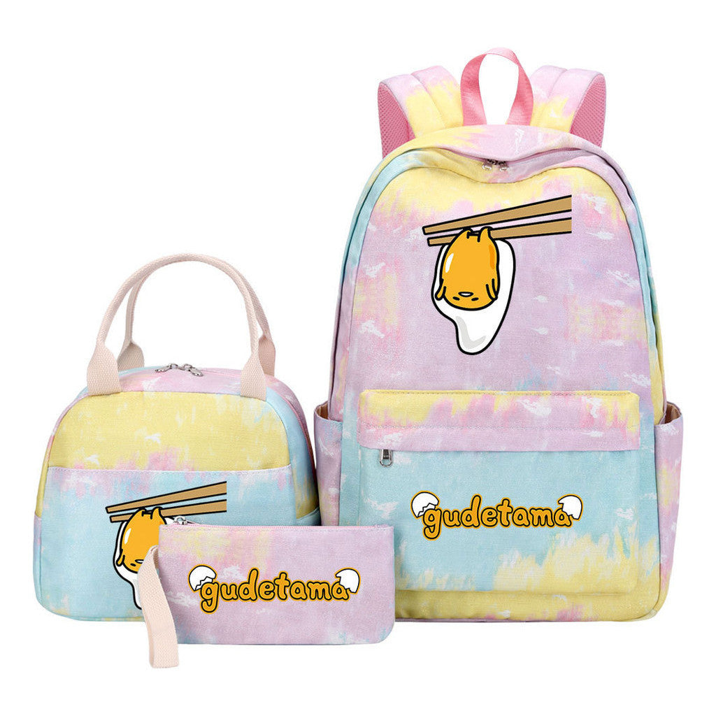 Egg Green Manga Student Girls School Bag Lunch Bag Three Piece Set Backpack Set