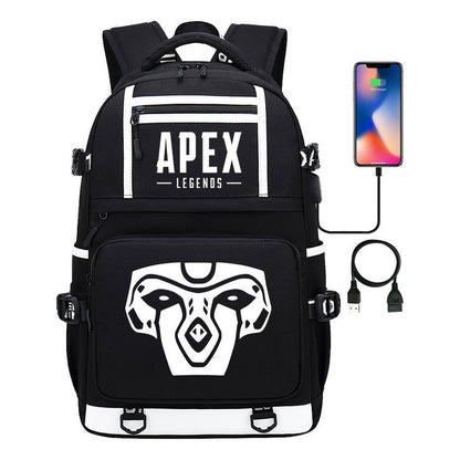 Apex Hero Print Usb Youth School Bag Backpack Leisure Travel Backpack
