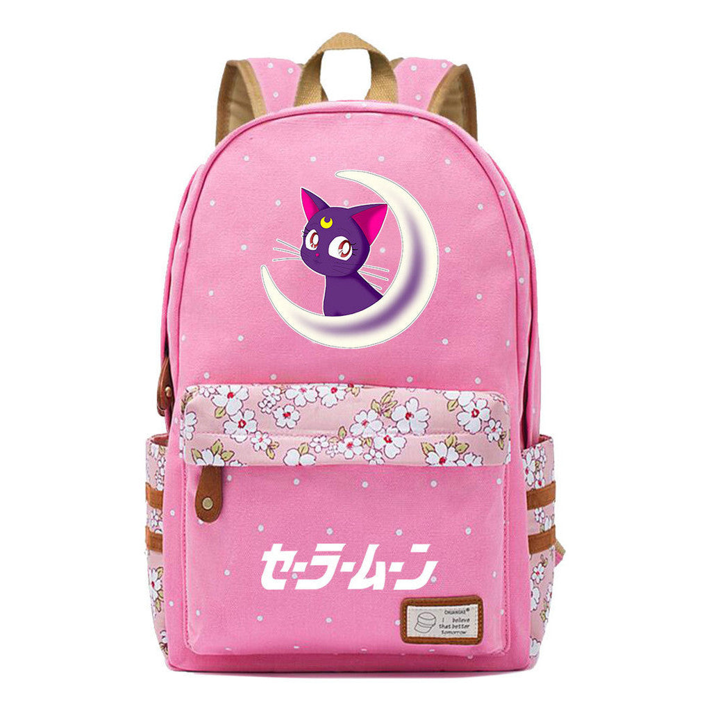 Anime Beauty Girl Warrior Student School Bag Fragmented Flower Boy's And Girl's Leisure Backpack