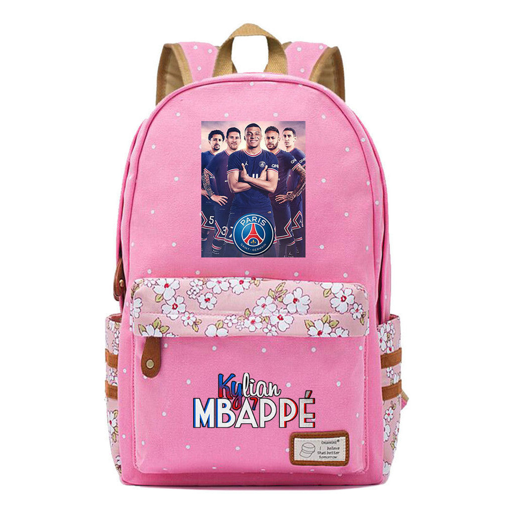 Football Star Mbappe Printed Teenage Girl Student Backpack, Fashionable And Casual Backpack