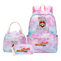 Super Mario Youth Student Girls School Bag Lunch Bag Three Piece Backpack Set