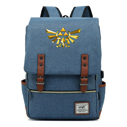 Game Zelda Kingdom Tears Print Youth Student Backpack Usb Casual Backpack
