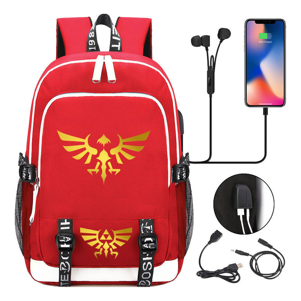 Golden Usb Youth Student Backpack For Leisure Sports Backpack