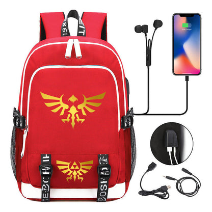 Golden Usb Youth Student Backpack For Leisure Sports Backpack