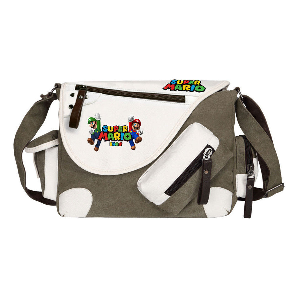 Super Mario Youth Student School Bag Canvas Shoulder Bag Casual Straddle Backpack
