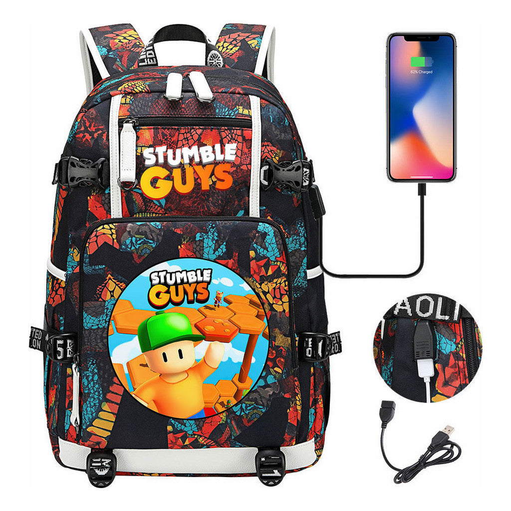 Usb Printed Student Backpack For Men And Women's Leisure Travel Backpack
