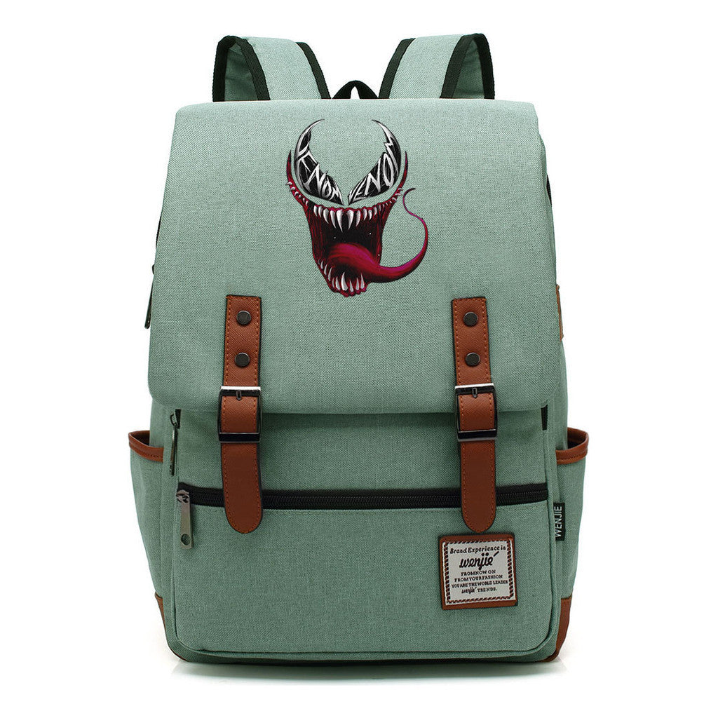 Printed Youth Student School Bag Casual Belt Buckle Classic Backpack