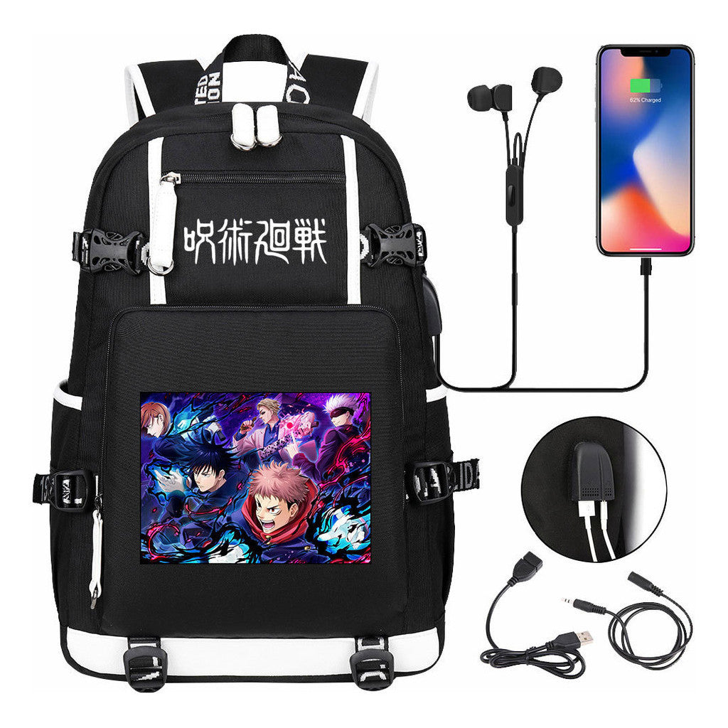 Printed Usb Youth Student Backpack Men And Women's Leisure Large Capacity Travel Backpack