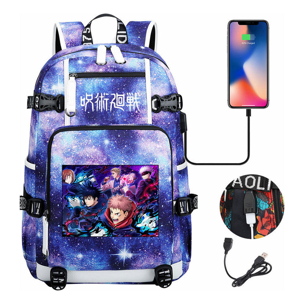 Printed Usb Youth Student Backpack Men And Women's Leisure Large Capacity Travel Backpack