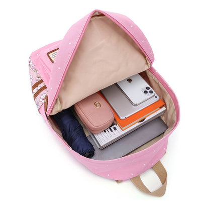 Toy Bear Game, Fashionable Print, Teenage Girl Student Backpack, Casual Canvas Backpack