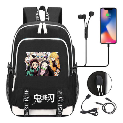 Comic Cartoon Fashion Youth Student Backpack Usb Men's And Women's Casual Backpack