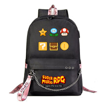 Super Mario Printed Usb Youth Student Backpack For Leisure Travel Backpack