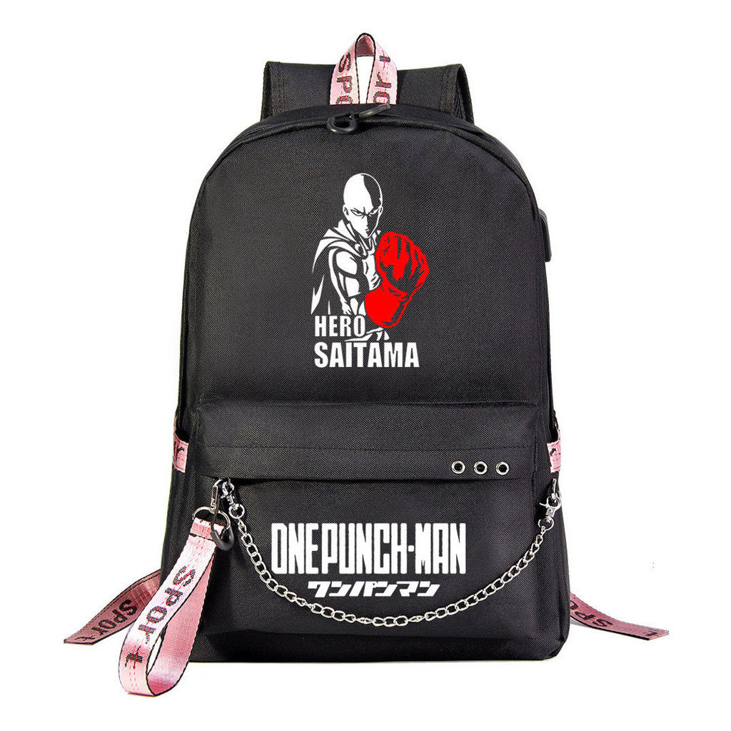 Comic One Punch Superman Printed Usb Youth Student Backpack Men's And Women's Leisure Travel Backpack