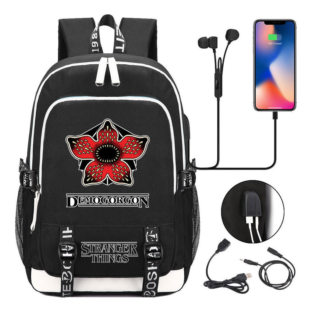 Strange Story Printed Usb Youth Student Backpack For Men And Women's Leisure Travel Backpack