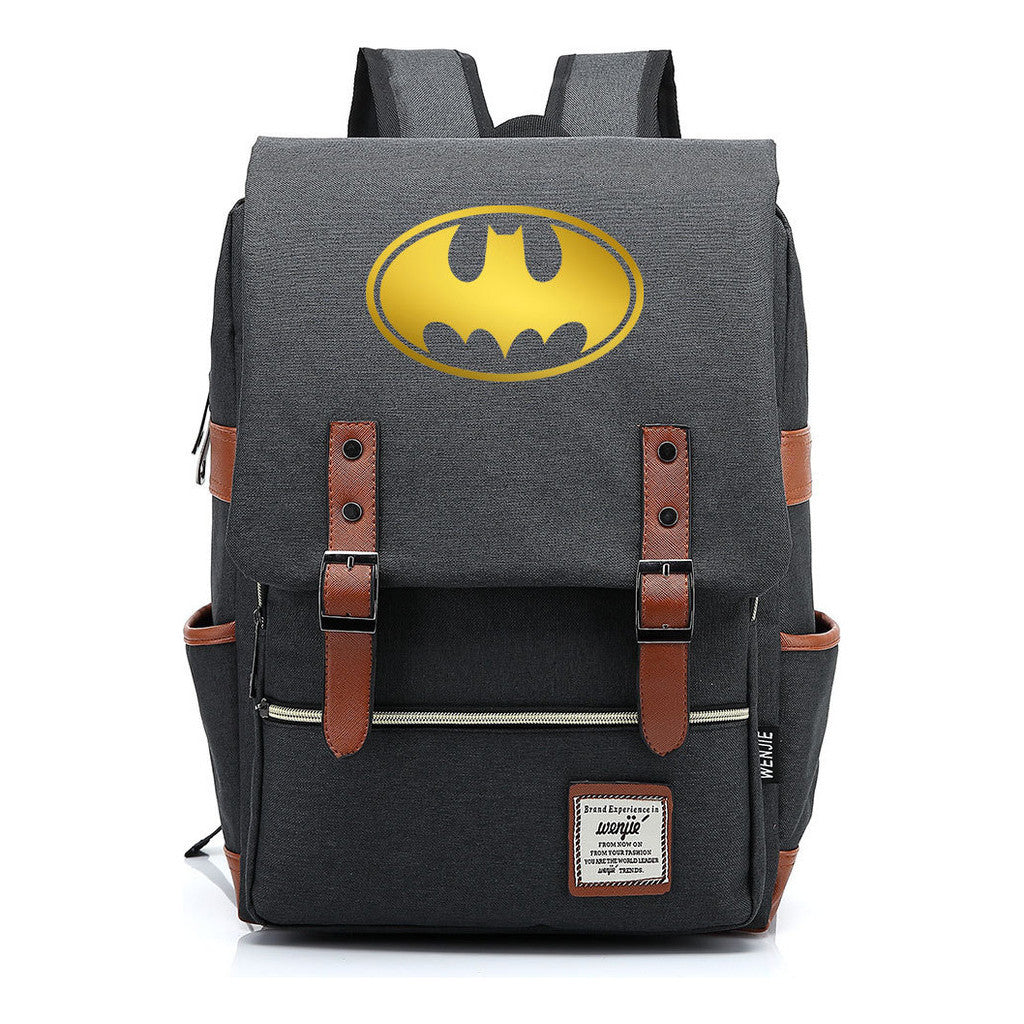 Golden Hero Batman Printed Youth Student School Bag Casual Belt Buckle Classic Backpack