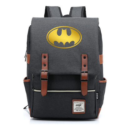 Golden Hero Batman Printed Youth Student School Bag Casual Belt Buckle Classic Backpack