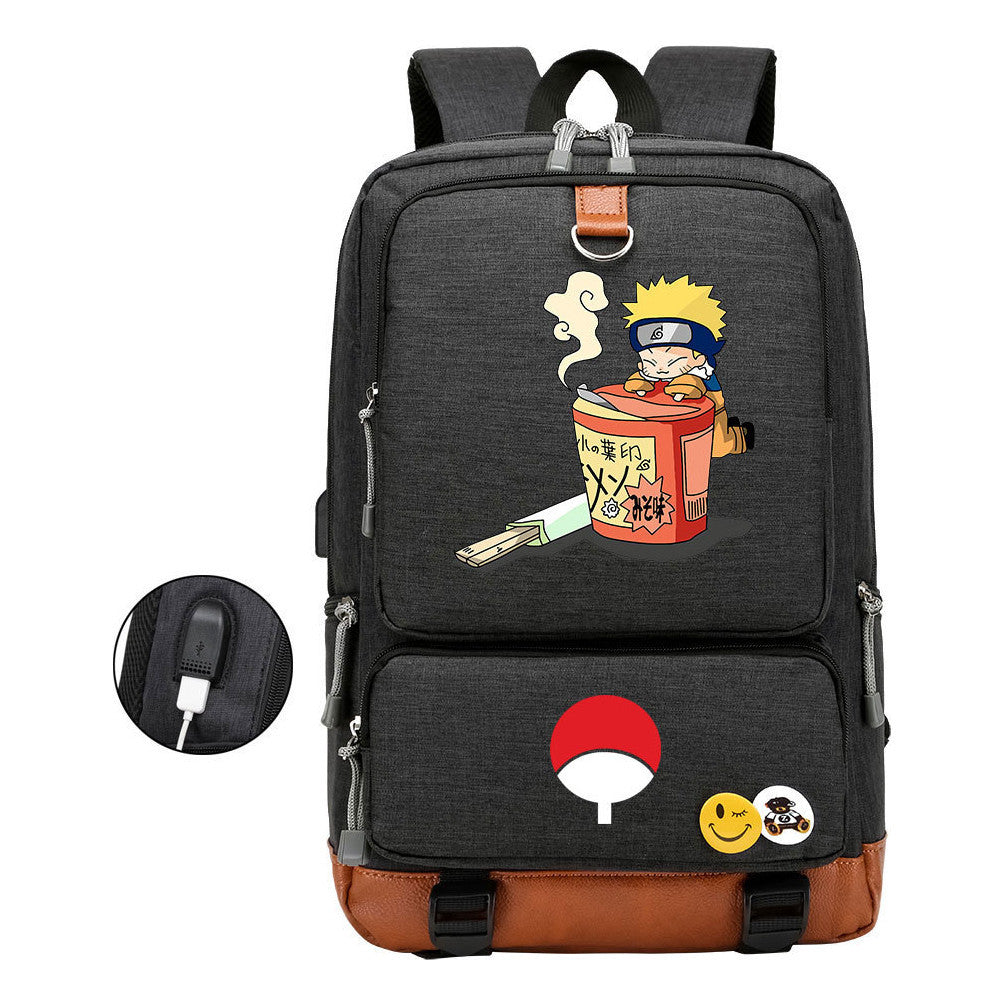 Naruto Printed Usb Student Backpack For Leisure Travel Backpack
