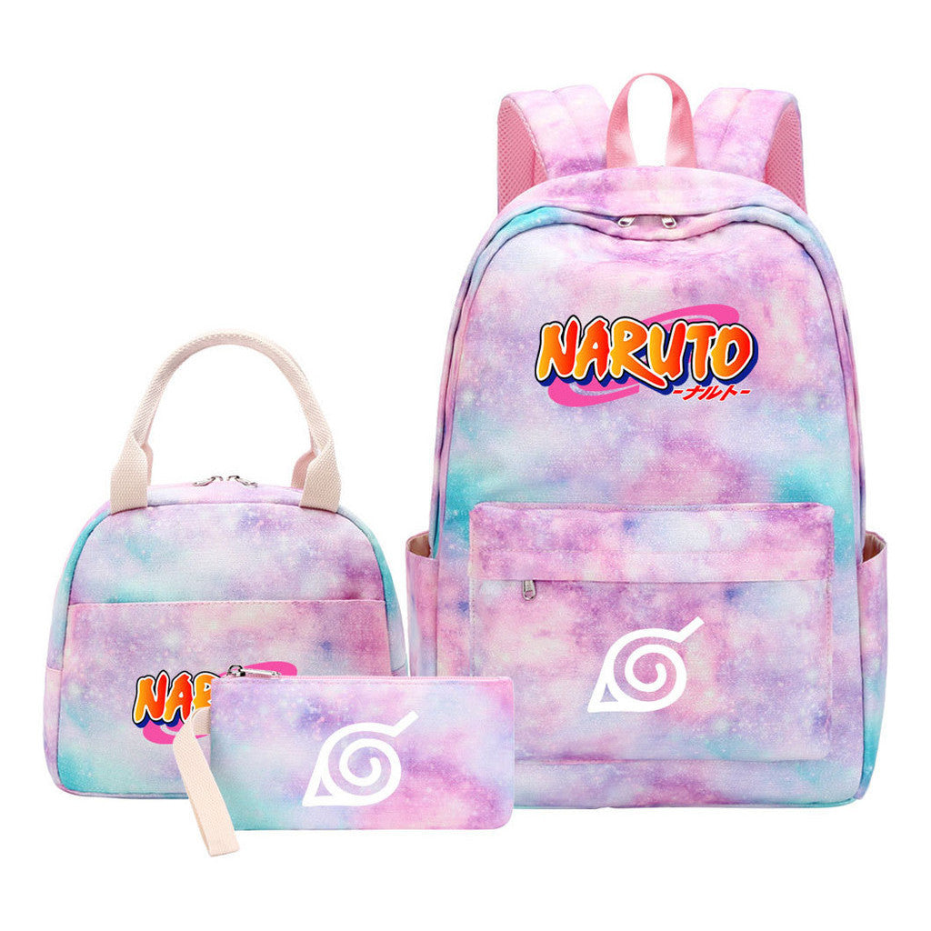 Naruto Student Girl Backpack Lunch Bag Three Piece Set Backpack Set
