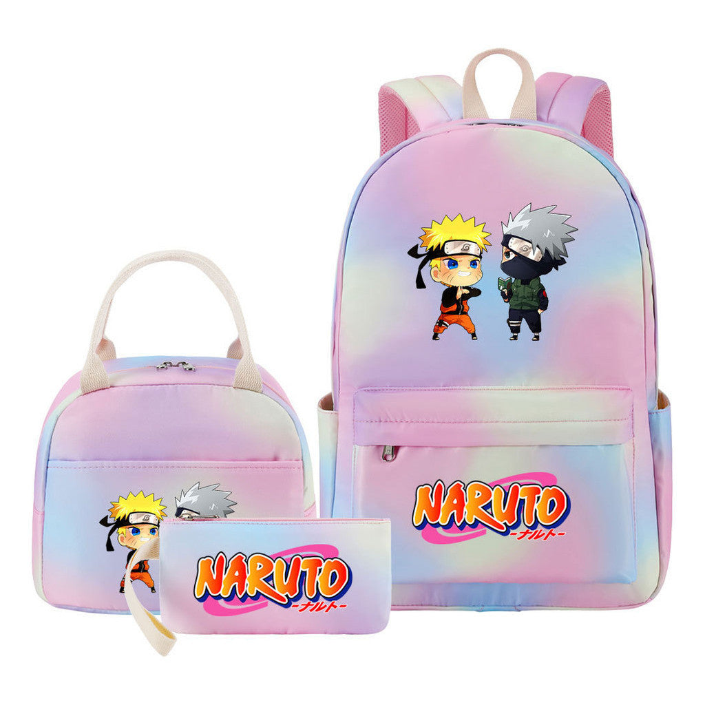 Naruto Student Girl Backpack Lunch Bag Three Piece Set Backpack Set