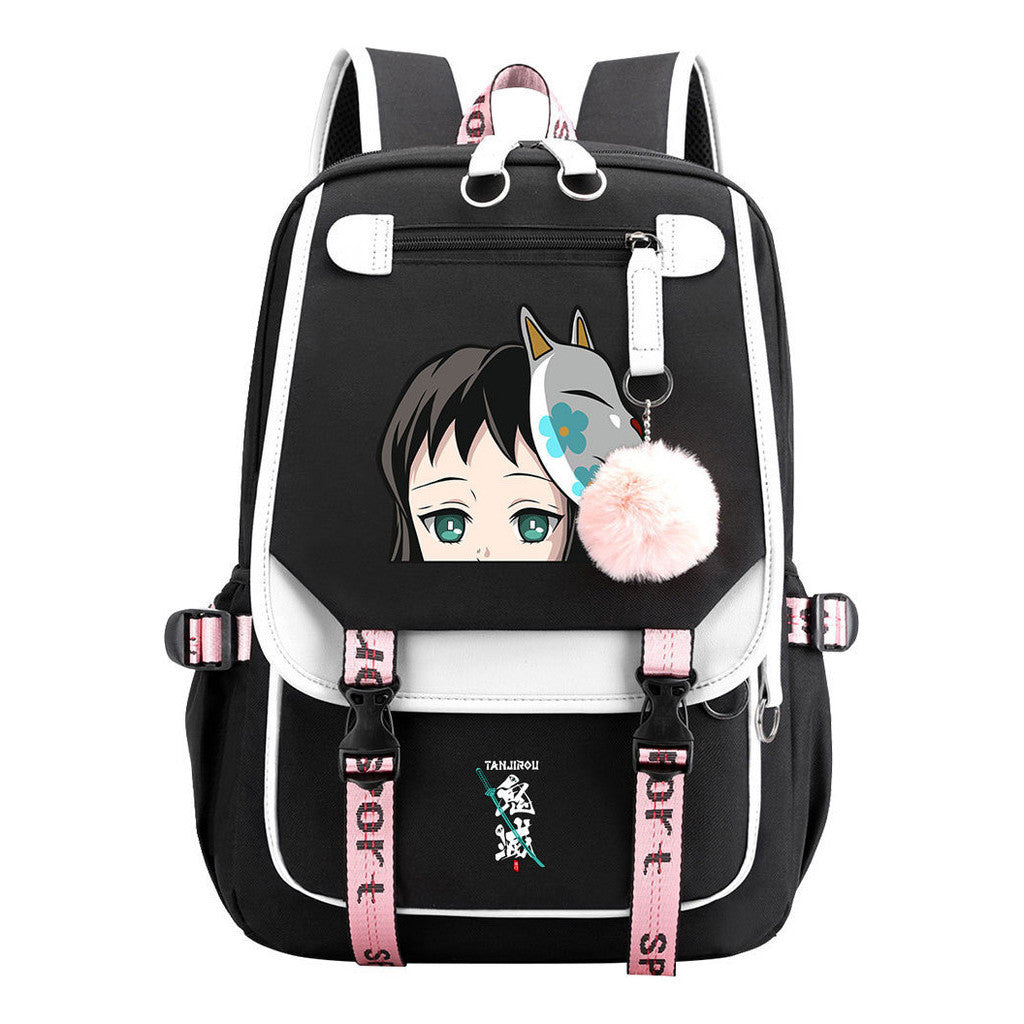 Cartoon Fashion Usb Youth School Bag For Boys And Girls Casual Ribbon Flip Backpack
