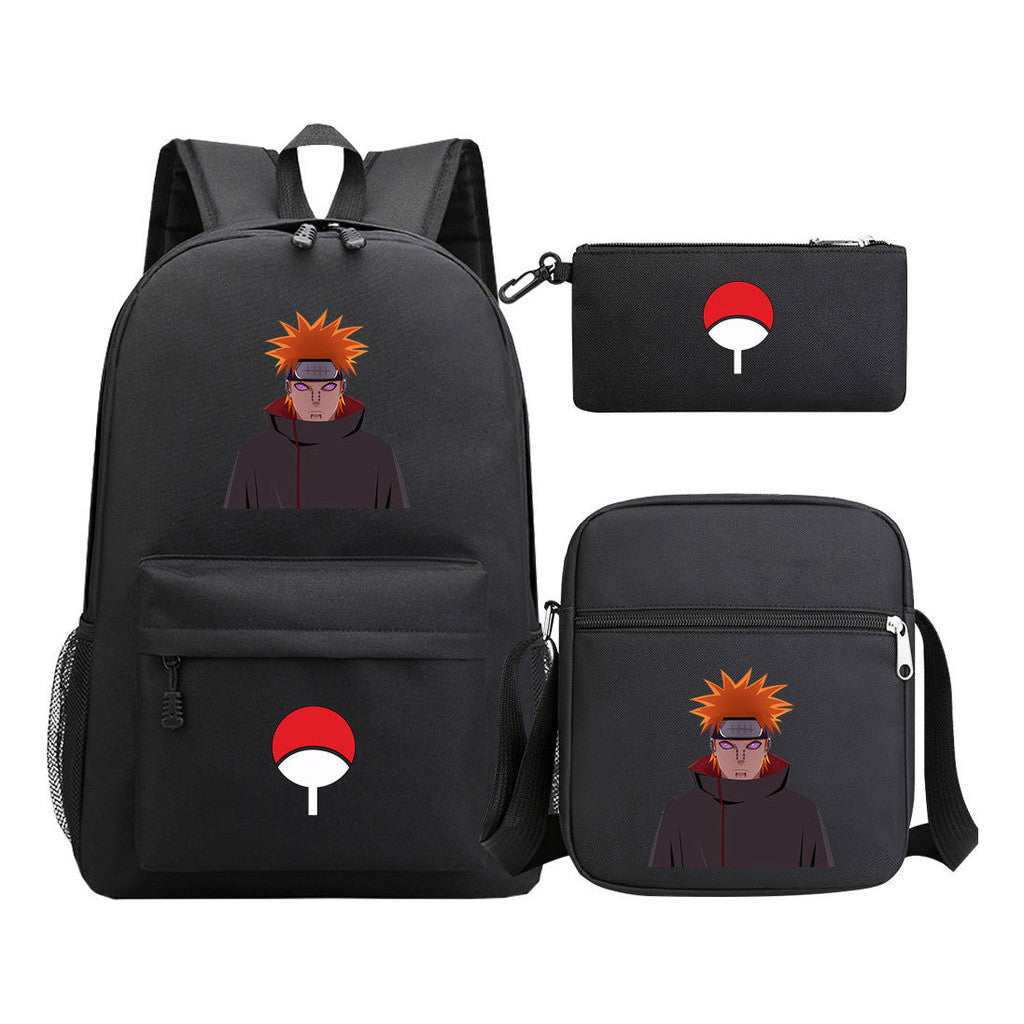 Anime Naruto Starry Sky Youth School Bag Three Piece Set For Men And Women Backpack Set