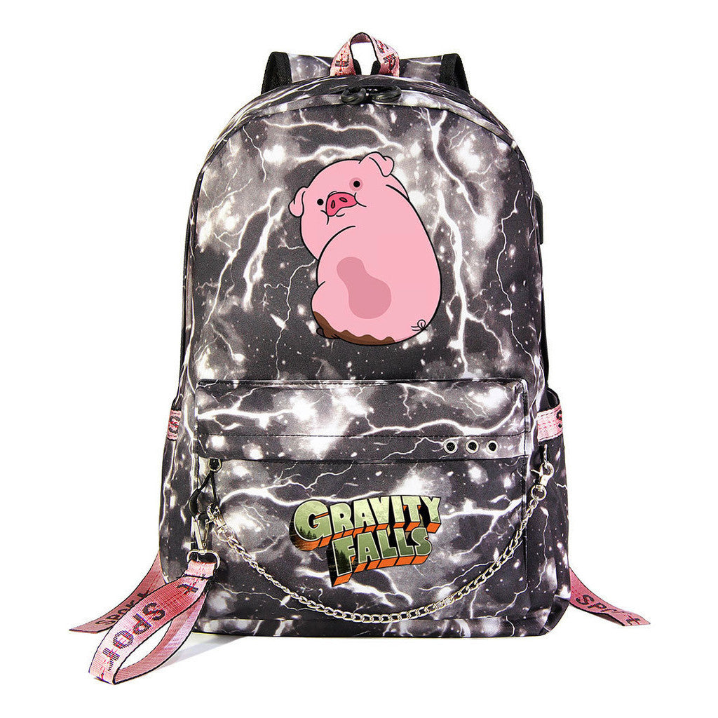 Cartoon Strange Town Youth Student School Bag Men's And Women's Leisure Travel Backpack