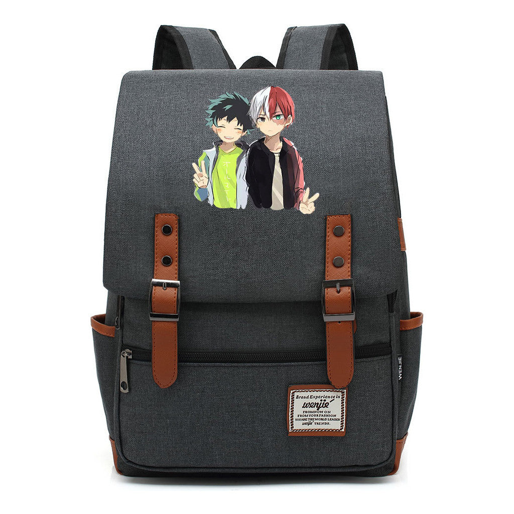 Anime My Heroes Academy Printed Youth Student School Bag Casual Belt Buckle Classic Backpack