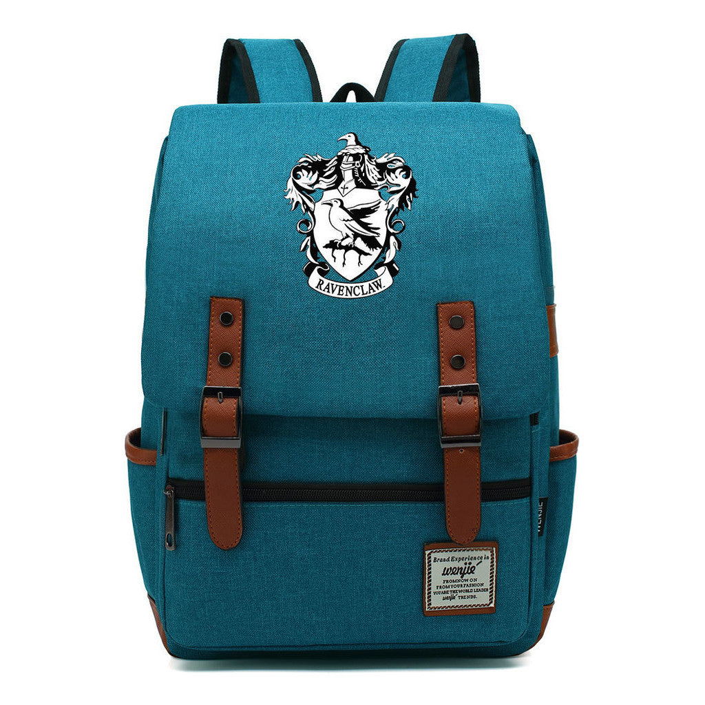 School Of Witchcraft And Wizardry Printed Youth School Bag Casual Belt Buckle Classic Backpack 38*27*12.5cm