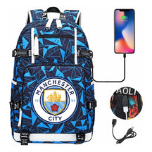 Sports Football Star Usb Printed Youth Student Backpack Leisure Travel Backpack