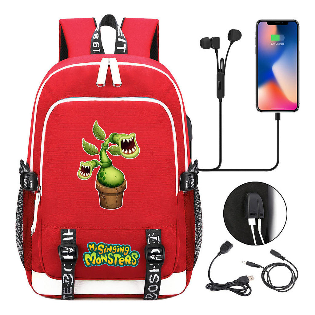 Monster Concert Printed Student Backpack Usb Leisure Backpack