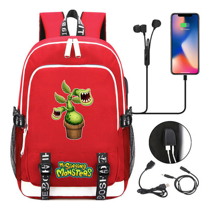 Monster Concert Printed Student Backpack Usb Leisure Backpack