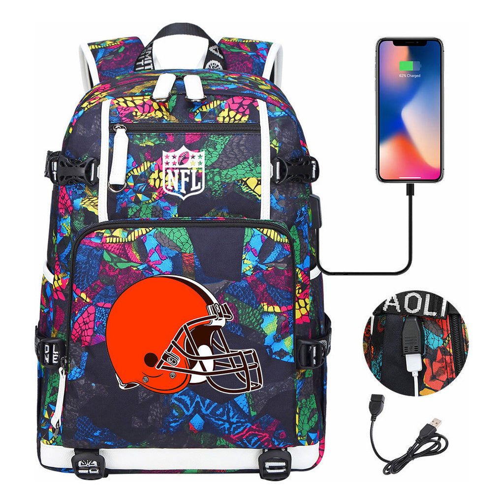 Rugby Team Printed Usb Youth Student Backpack, Leisure Travel Backpack