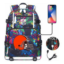 Rugby Team Printed Usb Youth Student Backpack, Leisure Travel Backpack