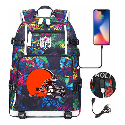 Rugby Team Printed Usb Youth Student Backpack, Leisure Travel Backpack