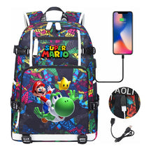 Super Mario Printed Teenage Student Backpack With Large Capacity Leisure Travel Backpack