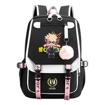 My Heroes Academy Usb Youth Student Backpack For Boys And Girls, Casual Woven Strap Flip Back Backpack
