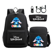 Interstellar Baby Stitch Usb Password Lock Youth Backpack 3-piece Set For Men And Women Backpacks