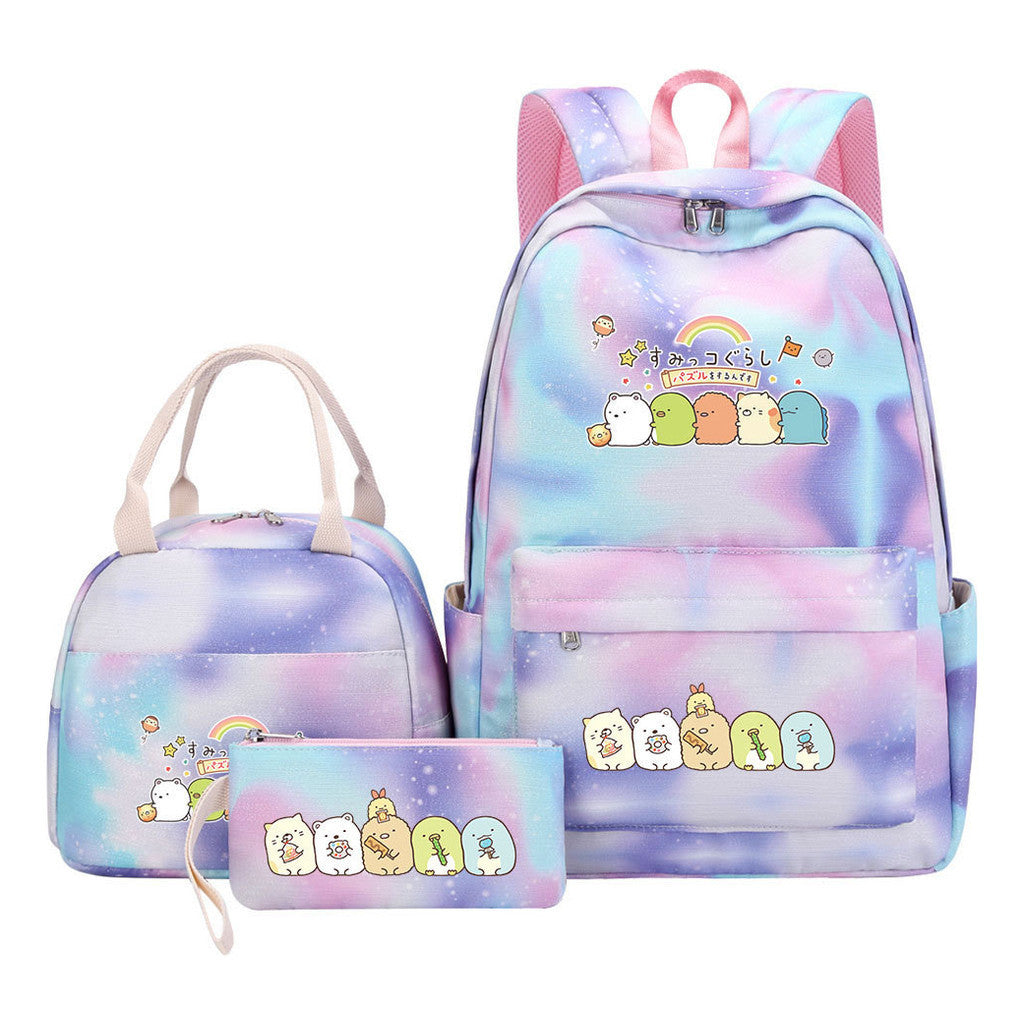 Game Corner Biology Youth Student Girls School Bag Lunch Bag Three Piece Set Backpack Set